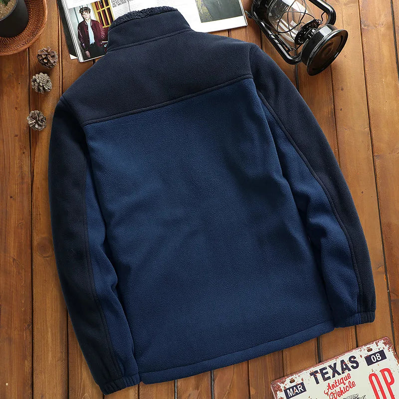 Colorblock Fleece Zip Jacket – Charcoal & Black