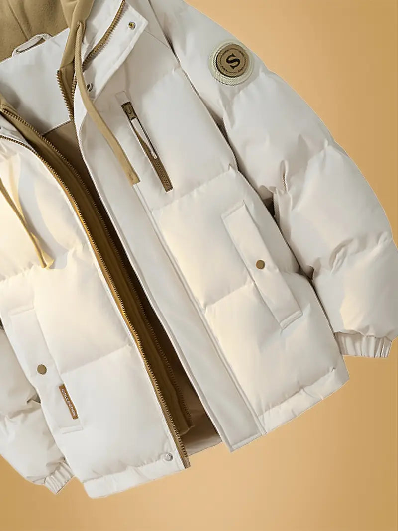 Dual-Layer Winter Puffer Jacket with Fleece Hoodie