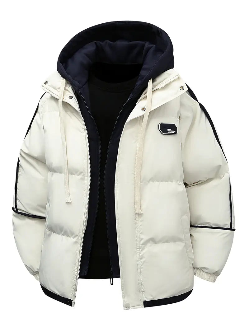 Warm Hooded Puffer Jacket with Inner Layer / Winter Hooded Layered Puffer Jacket
