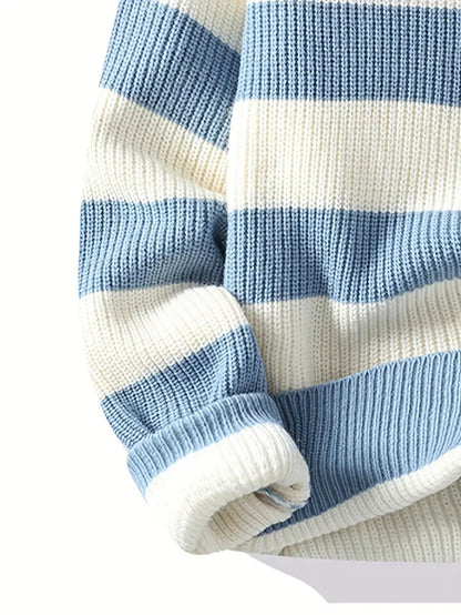 Classic Black & White Striped Knit Sweater
