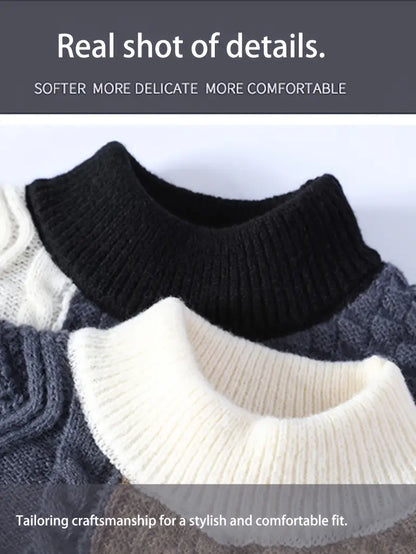 ⭐ Premium Multi-Texture Patchwork Knit Sweater