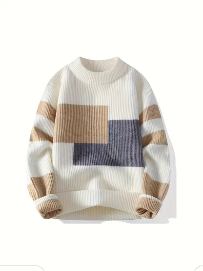 Minimalist Colorblock Knit Sweater