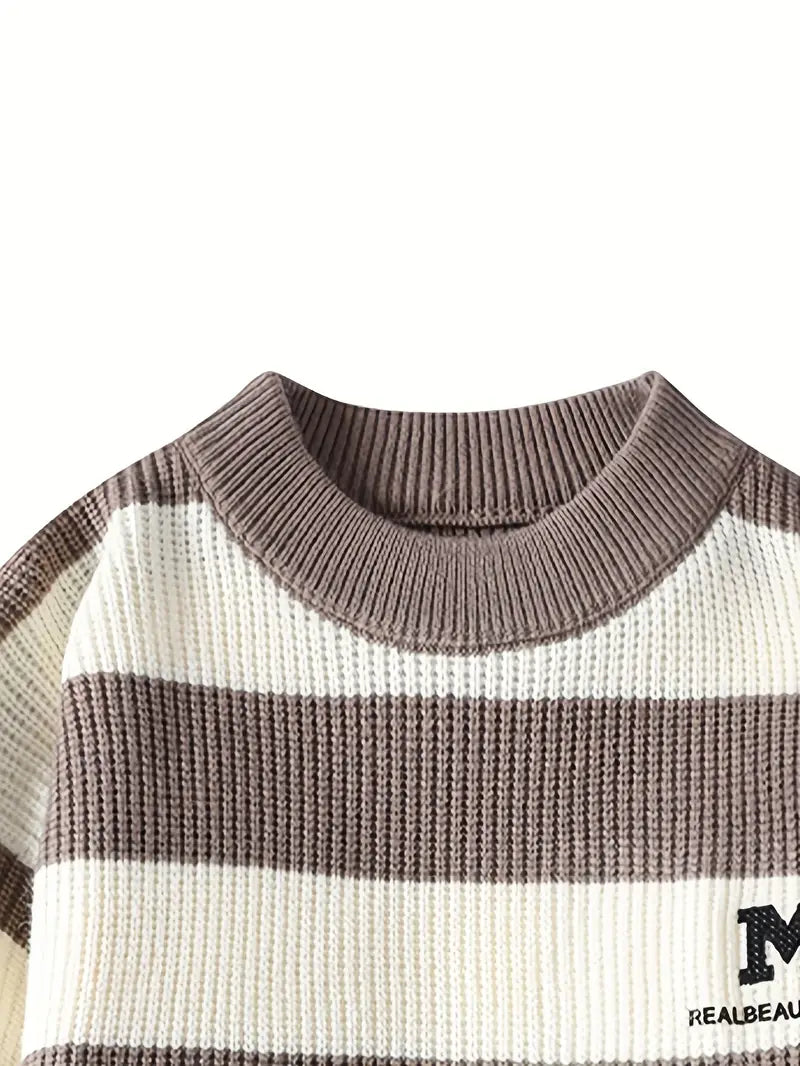 Classic Black & White Striped Knit Sweater