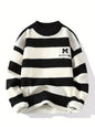 Classic Black & White Striped Knit Sweater