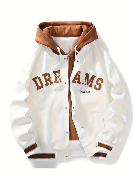Dreams Varsity Hoodie Jacket / Letterman Patch Jacket
