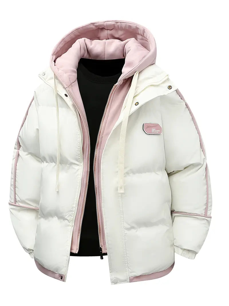 Warm Hooded Puffer Jacket with Inner Layer / Winter Hooded Layered Puffer Jacket