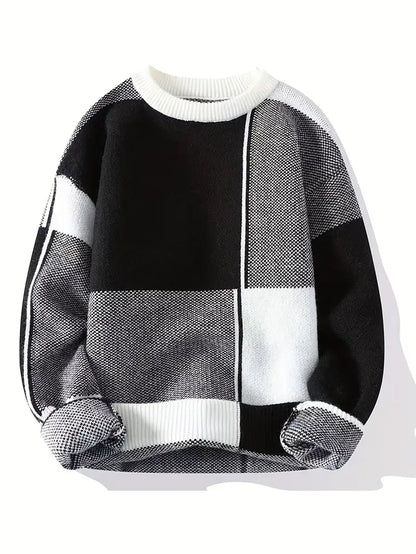 Monochrome Geometric Block Sweater