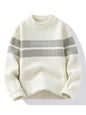 Textured Stripe Knit Sweater – Cream & Grey