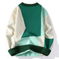 Patchwork Knit Sweater – Green & Cream Winter Pullover | Soft Unisex Knitwear
