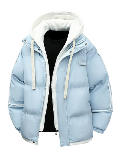 Warm Hooded Puffer Jacket with Inner Layer / Winter Hooded Layered Puffer Jacket