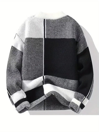 Monochrome Geometric Block Sweater