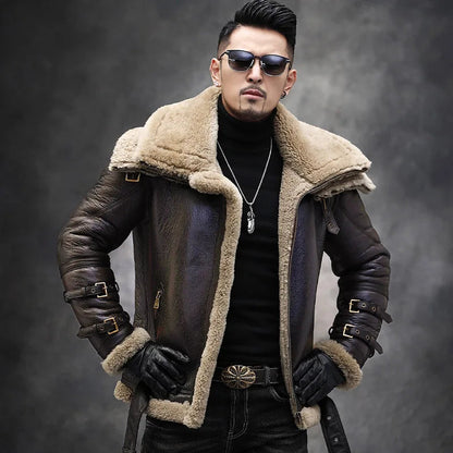 Heritage Aviator Shearling Jacket – Dark Brown