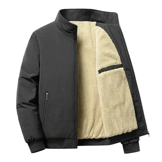 Thermal Fleece-Lined Bomber Jacket – Black