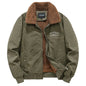 Teddy-Lined Utility Bomber Jacket – Olive Green